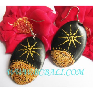 Black Wood Hand Painting Earrings